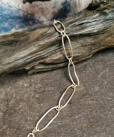 Sterling Silver handmade geometric oval link minimal bracelet - Sterling Silver bracelet
