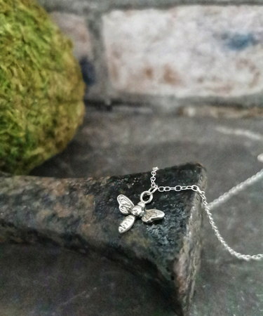 Handmade Sterling Silver Bee necklace - Sterling Silver Bee Necklace