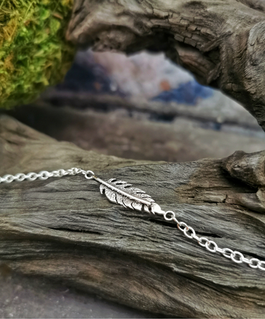 Sterling Silver handmade textured feather bracelet - Sterling Silver Feather Bracelet