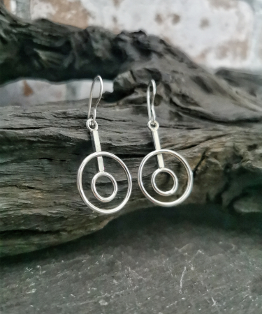 Sterling Silver handmade geometric circle statement earrings - Circle Sterling Silver Earrings