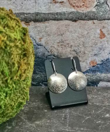 Textured circle Sterling Silver handmade earrings - Circle Textured Earrings