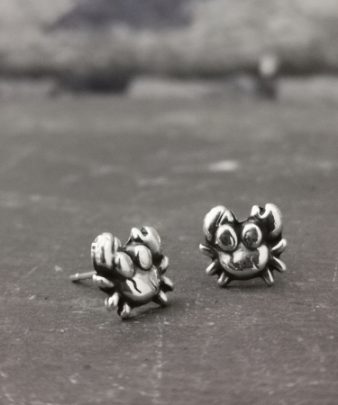 Handmade Sterling Silver Crab Stud Earrings - Crab Stud Earrings