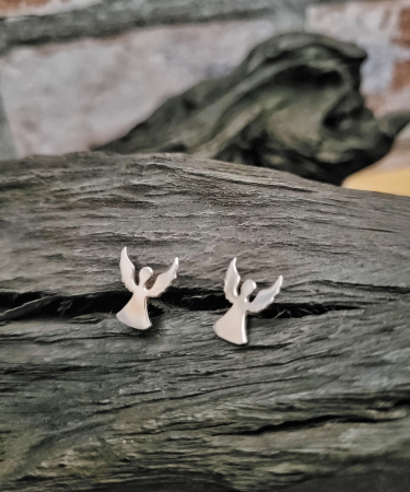 Sterling Silver handmade angel stud earrings - Angel Stud Earrings