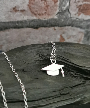 Graduation Cap Necklace ,handmade from Sterling Silver - Graduation Cap Necklace