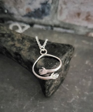 Sterling Silver handmade Hug necklace - Hug Necklace