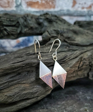 Triangle Textured Earrings handmade from Sterling SIlver - Triangle Textured Earrings