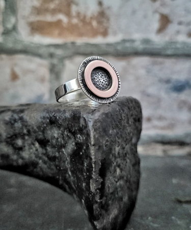 Sterling Silver and Copper concentric circle handmade ring - Concentric Circle Ring