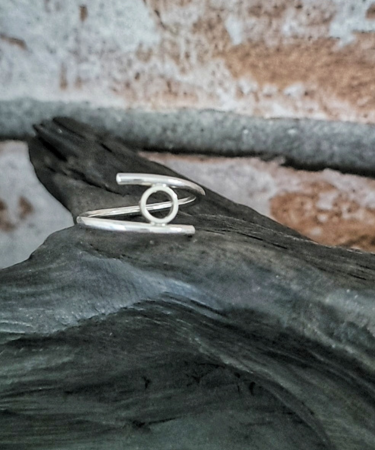 Wire Wrap Sterling Silver handmade circle ring - Wrap Circle Ring