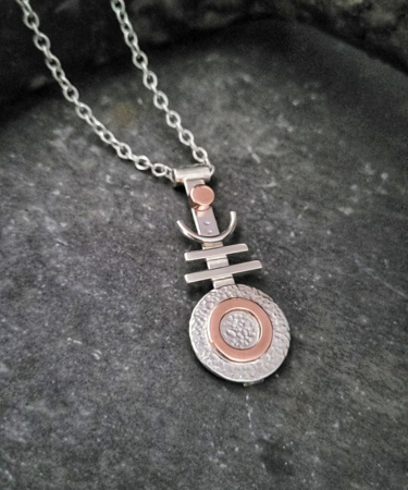 Handmade Sterling Silver and Copper geometric necklace - Geometric Handmade Necklace