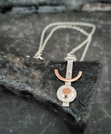 Geometric Sterling Silver and Copper handmade necklace - Geometric Necklace