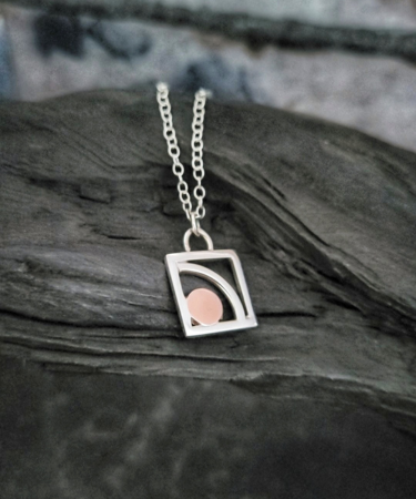 Sterling Silver and Copper handmade necklace inspired by the morning sunrise - Sunrise necklace