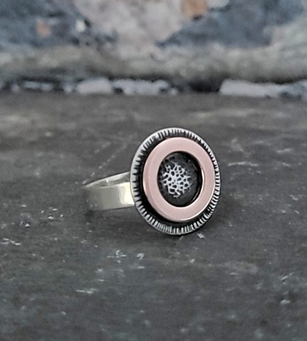 Sterling Silver and Copper concentric circle handmade ring - Concentric Circle Ring