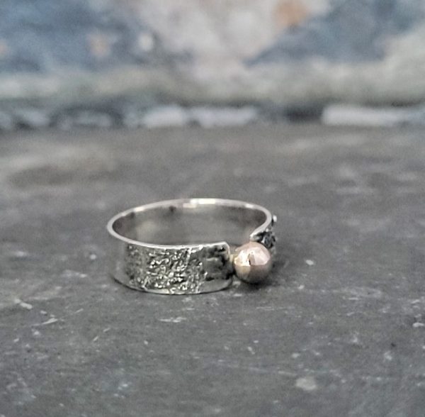 9 carat Gold and Sterling Silver textured handmade ring - Gold and Sterling Silver Textured Ring